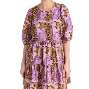 FARM Rio Purple and Orange Tiger Print Mini Dress